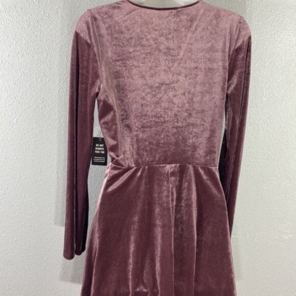 NWT Express pink purple ribbed velvet faux wrap dress Small S W10 - Picture 9 of 12